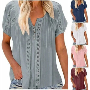 Women's Size Medium Summer Lace Crochet Eyelet Top Black